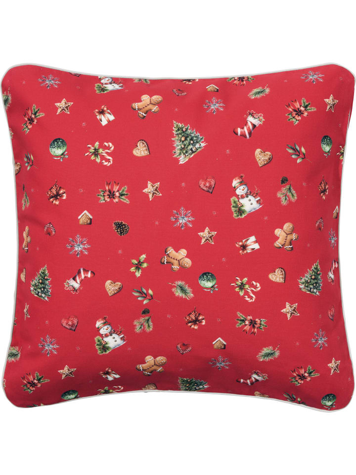 Baumwolle Kissenhülle in rot-bunt