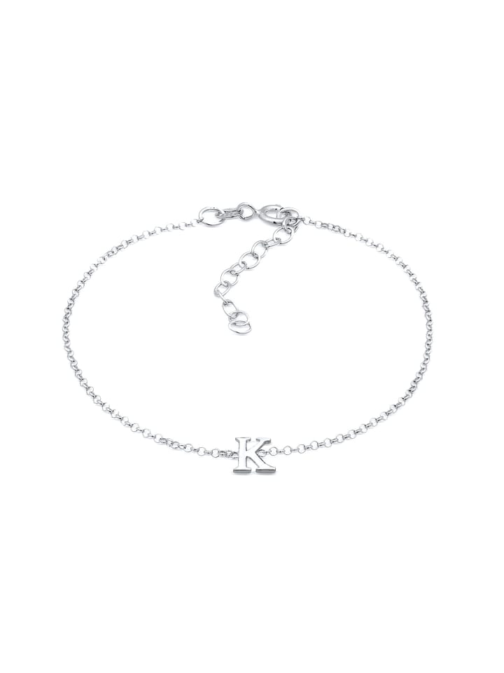 Armband 925 Sterling Silber Buchstabe, Buchstabe - K in Silber