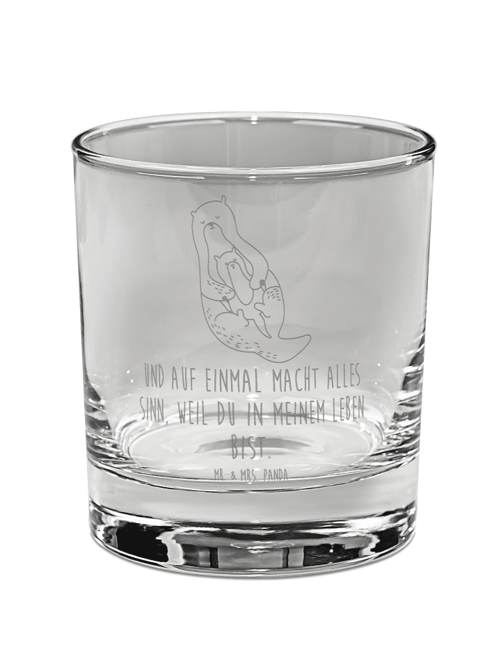 Whiskyglas Otter Kind mit Spruch in Transparent
