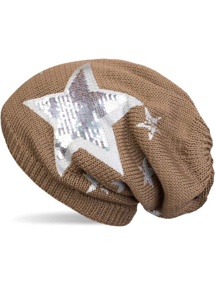Strick Beanie Mütze in Braun