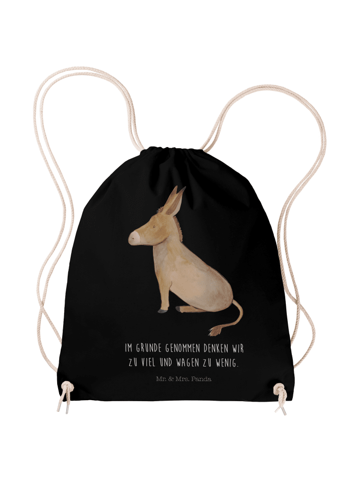 Gym-Rucksack Esel mit Spruch in Schwarz