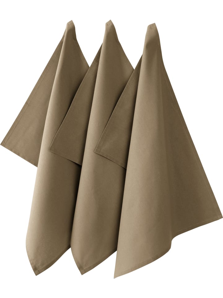 Baumwolle, Gewebt Geschirrtuch 3er-Pack Seattle in taupe