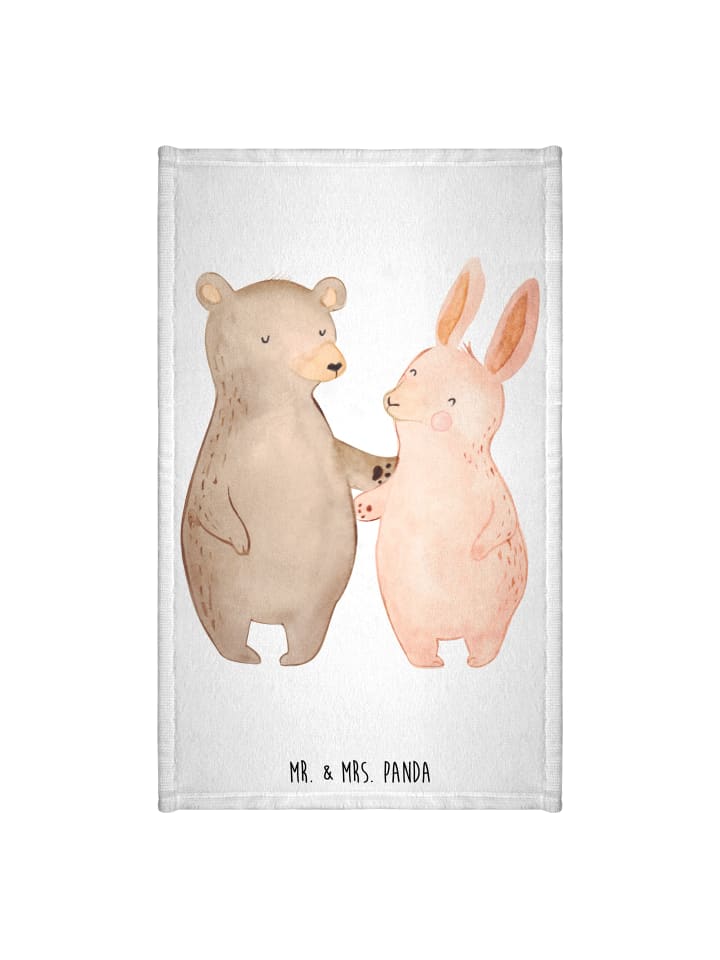 Handtuch Bär und Hase Umarmen ohne Spruch in Weiß