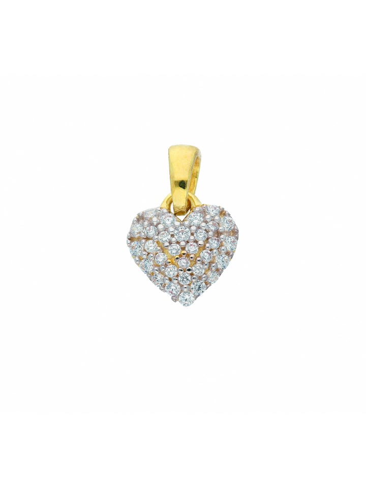 Damen 333 Gold Anhänger Herz mit Zirkonia in gold