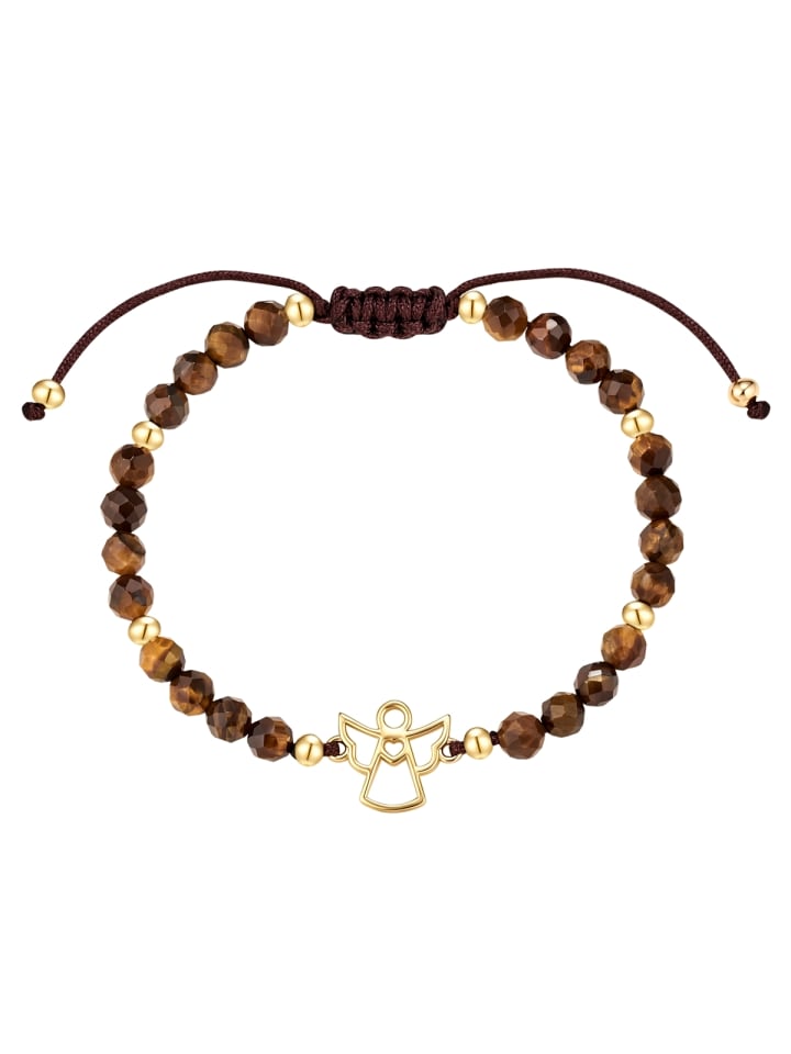 Armband Engel aus Messing mit Tigerauge in gelbgold