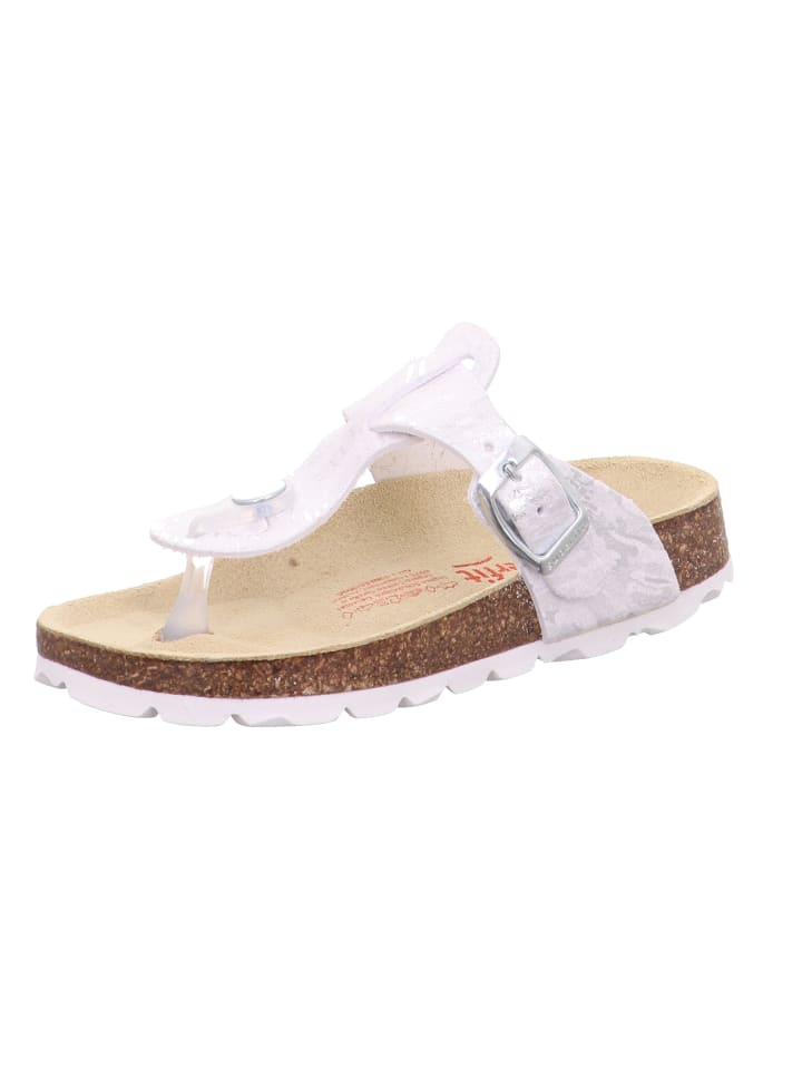 Tieffußbett Pantolette FUSSBETTPANTOFFEL in Weiß/Silber