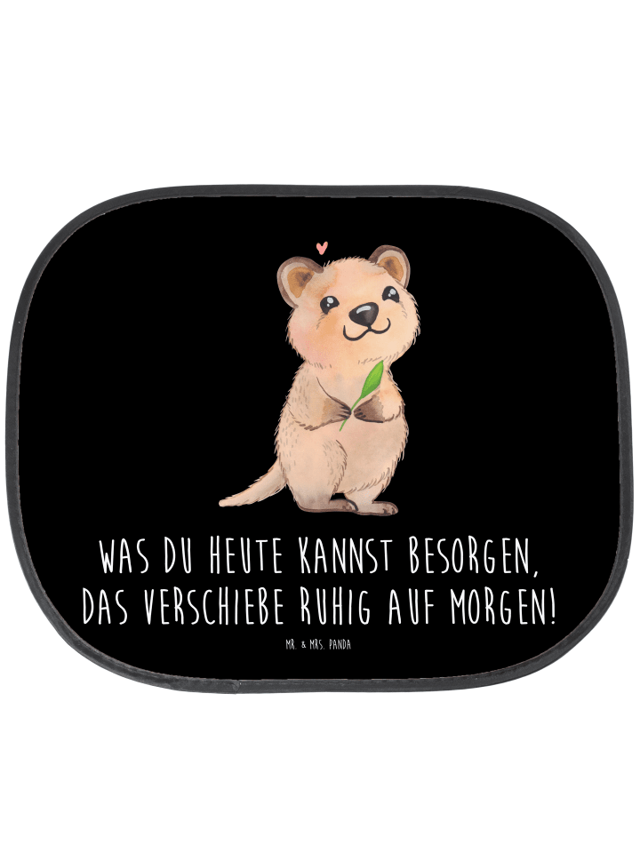 Sonnenschutz für Auto Quokka Happy mit Spruch in Schwarz