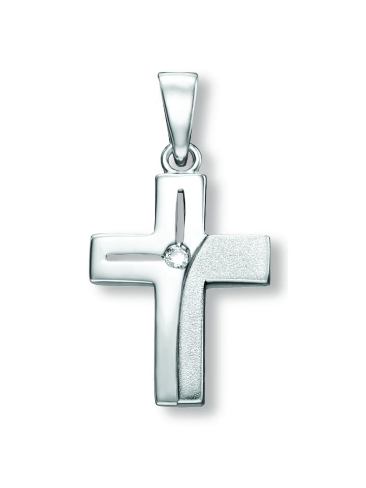 Zirkonia Kreuz Anhänger aus 925 Silber in silber