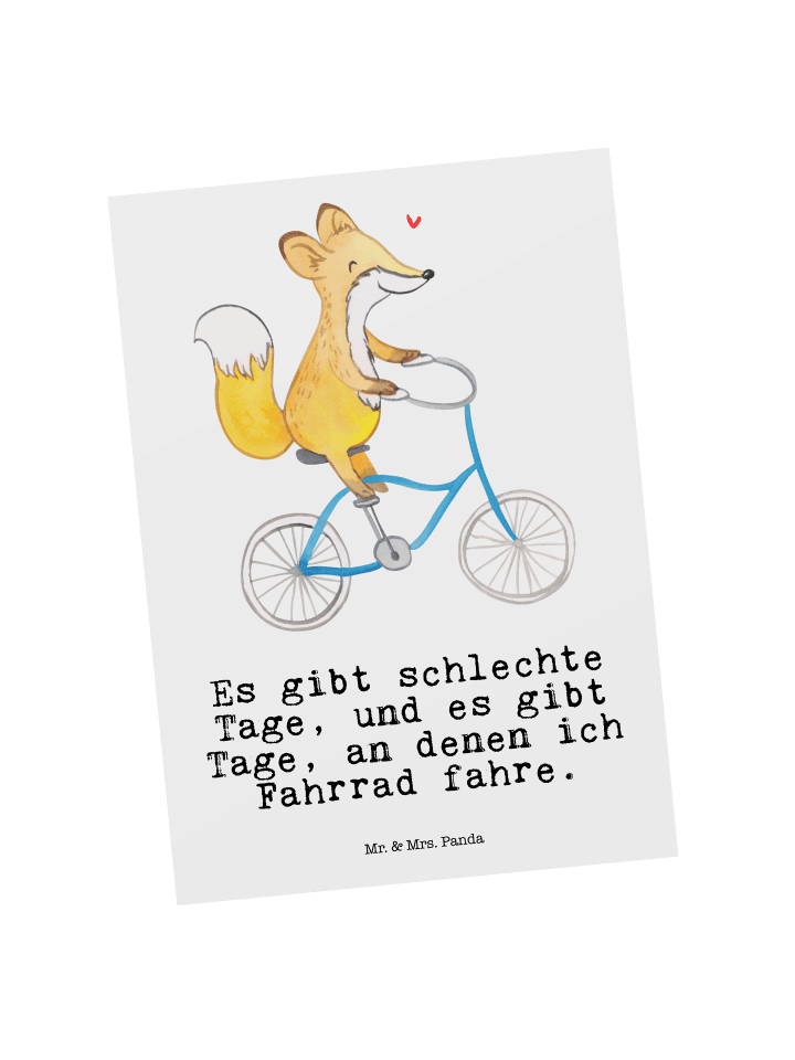 Grußkarte Fuchs Fahrrad fahren mit Spruch in Weiß