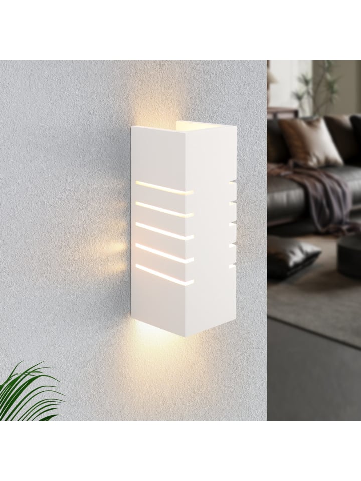 Wandleuchte in weiß E14 rechteckig Up and Down Design Modern Hallampe Gipslampe
