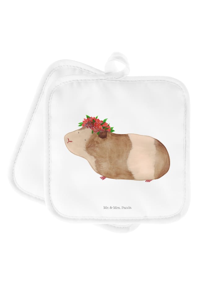 Topflappen Meerschweinchen Weisheit ohne Spruch in Weiß