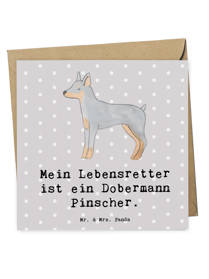 Deluxe Karte Dobermann Pinscher Lebensretter mi... in Grau Pastell