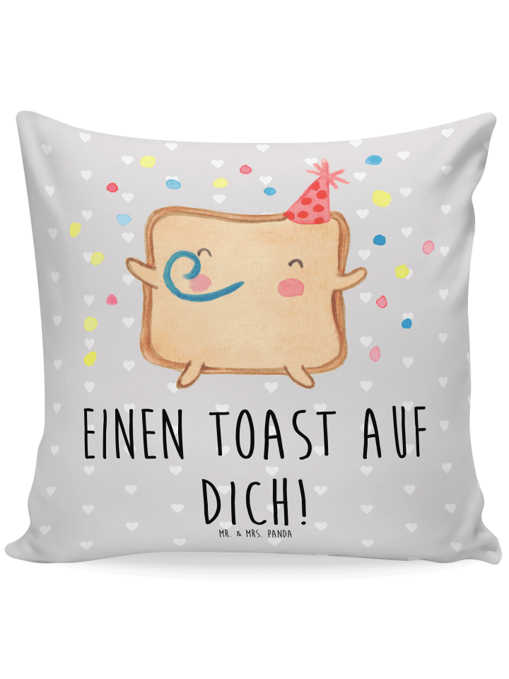 Kissen Toast Party mit Spruch in Grau Pastell