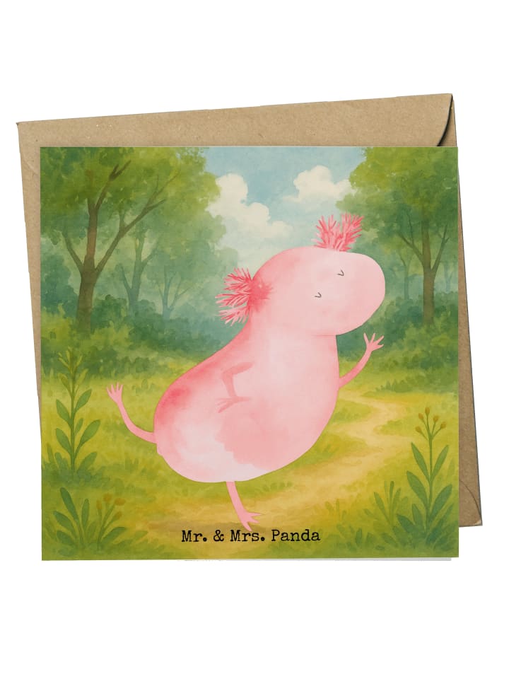 Klappkarte Axolotl Tanzen Design ohne Spruch in Weiß