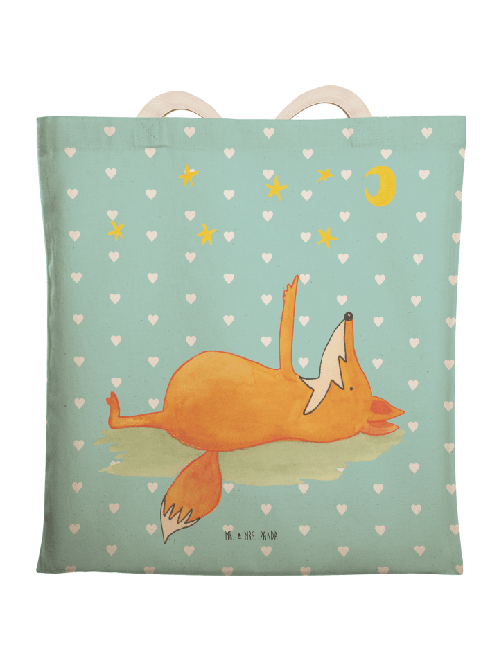Tote Bag Fuchs Sterne ohne Spruch in Türkis Pastell