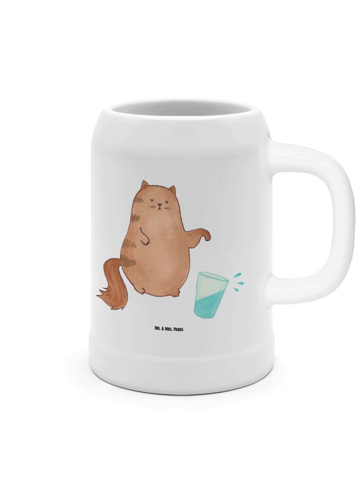 Bierkrug Katze Wasserglas ohne Spruch in Weiß