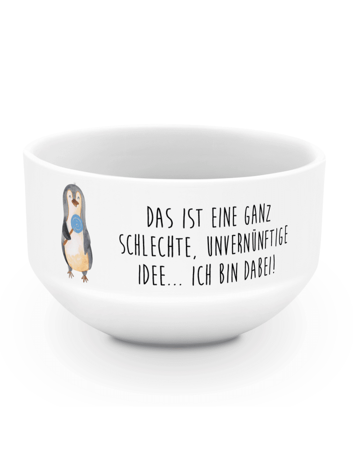 Salatschüssel Pinguin Lolli mit Spruch in Weiß