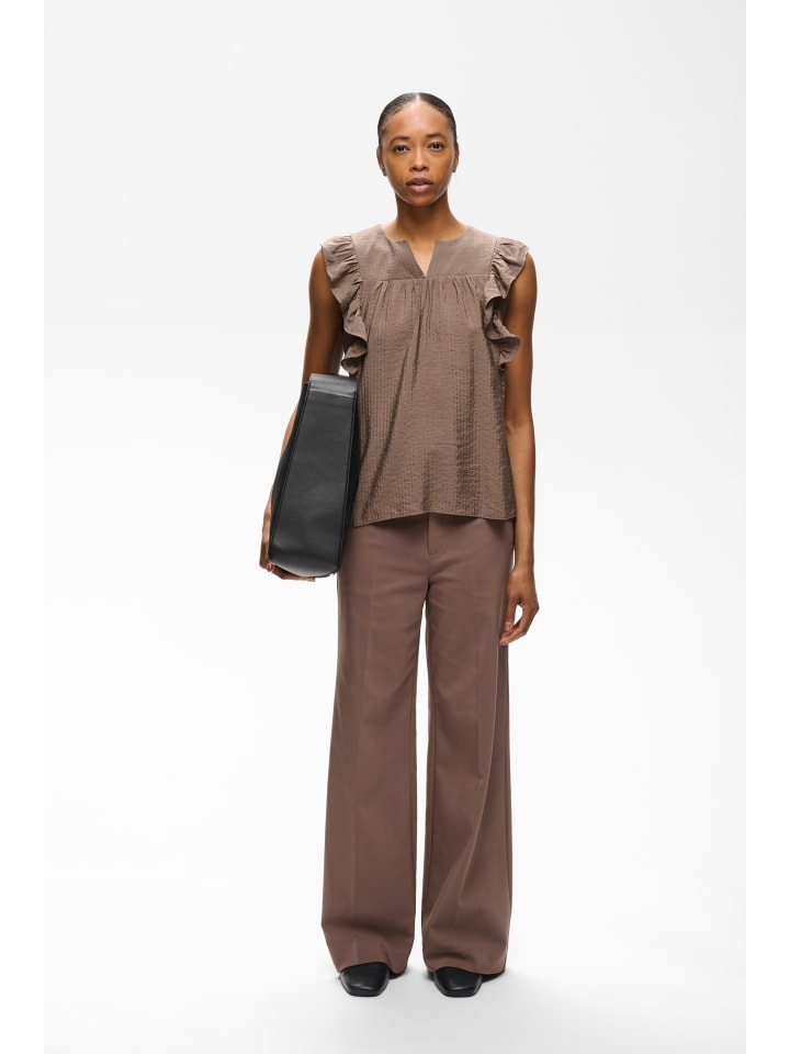 Kurzarm-Bluse HILLARYIW Gerade Passform in Coffee Quartz