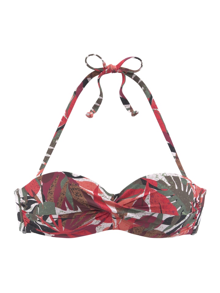 Bügel-Bandeau-Bikini-Top in rot bedruckt