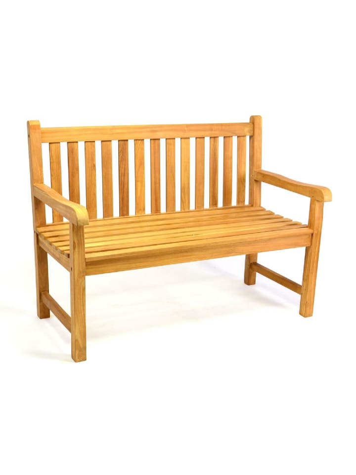 2er Sitzbank Gartenbank Landhausstil Teak Holz in Braun