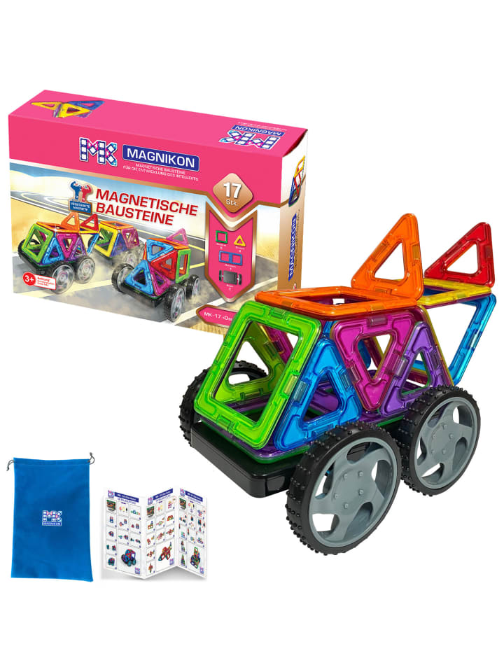 Magnetische Bausteine MK-17 "Das Rennen" mit Rädern, 17 Teile -ab 3 Jahren