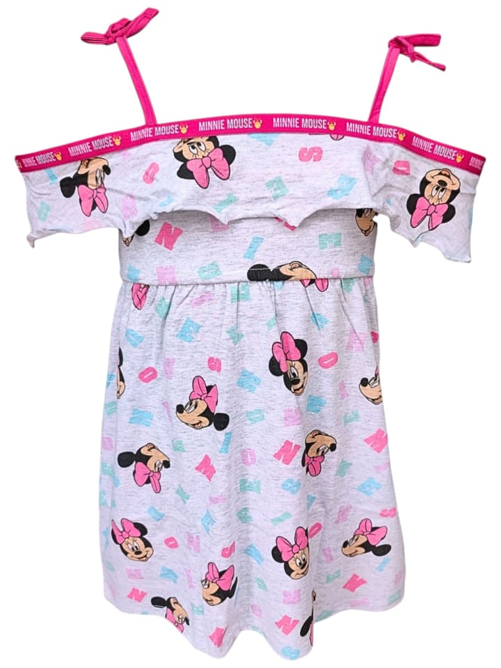 Sommerkleid Off-Shoulder Minnie Mouse in Grau