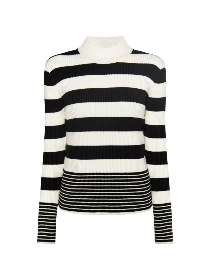 Damen Strickpullover in Wollweiss Schwarz
