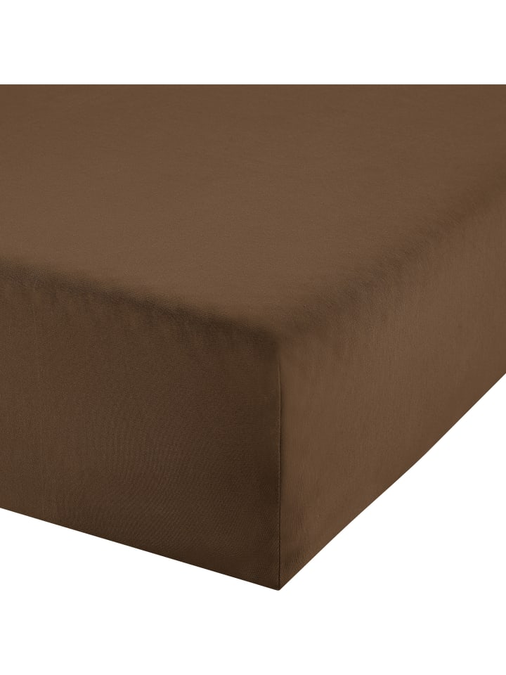 Single-Jersey Boxspring-Spannbettlaken Denver in dunkelbraun