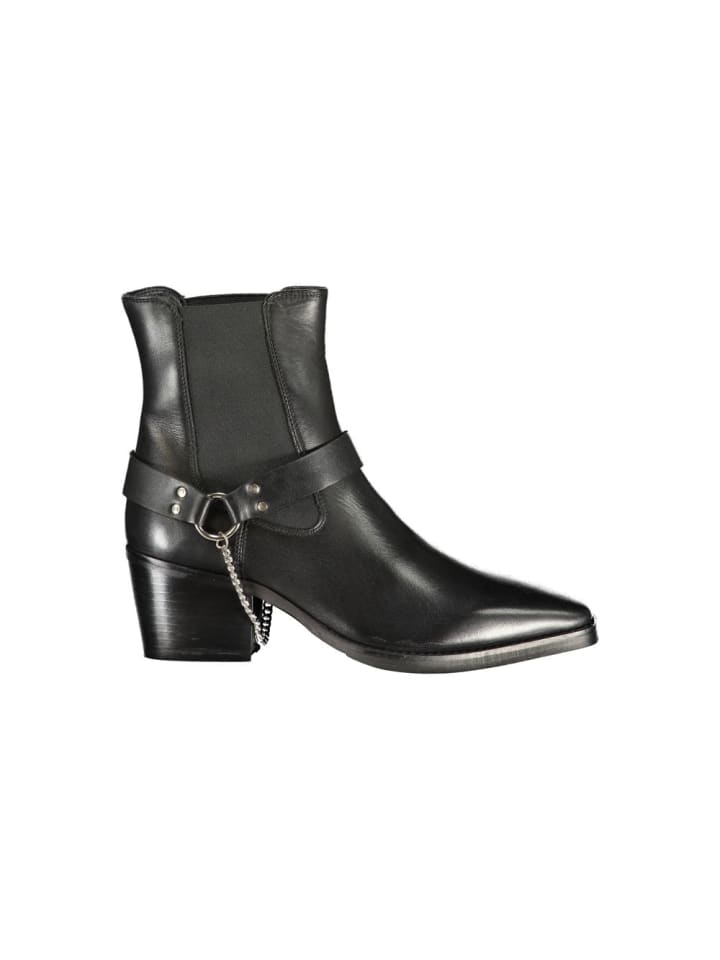 Schwarz Leder Damen Knöchel Stiefel