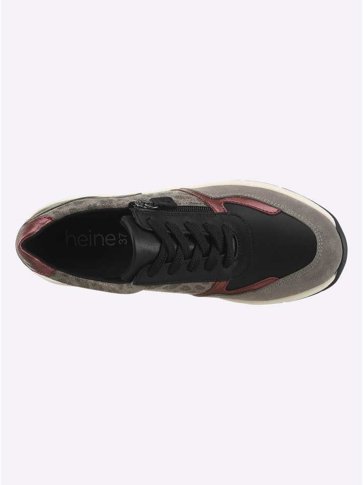 Sneaker in grau-schwarz-bordeaux