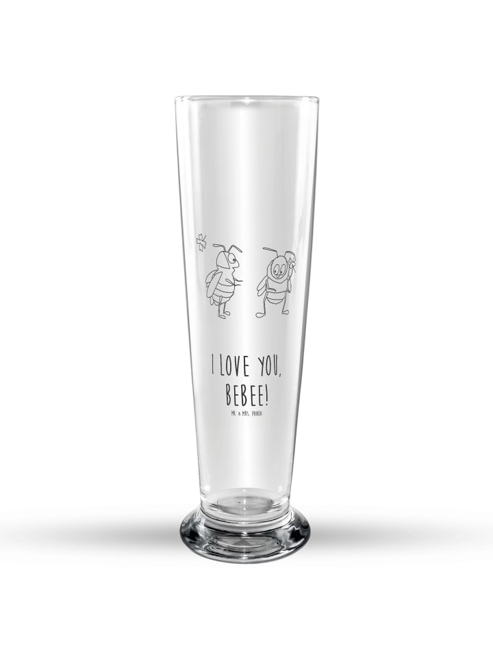 Bierglas Bienen Paar mit Spruch in Transparent