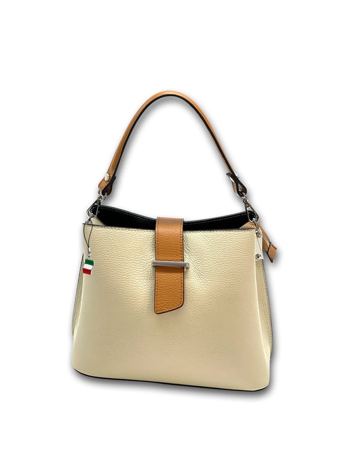 Leder Schultertasche Florence Tasche beige, natur ca. 25cm