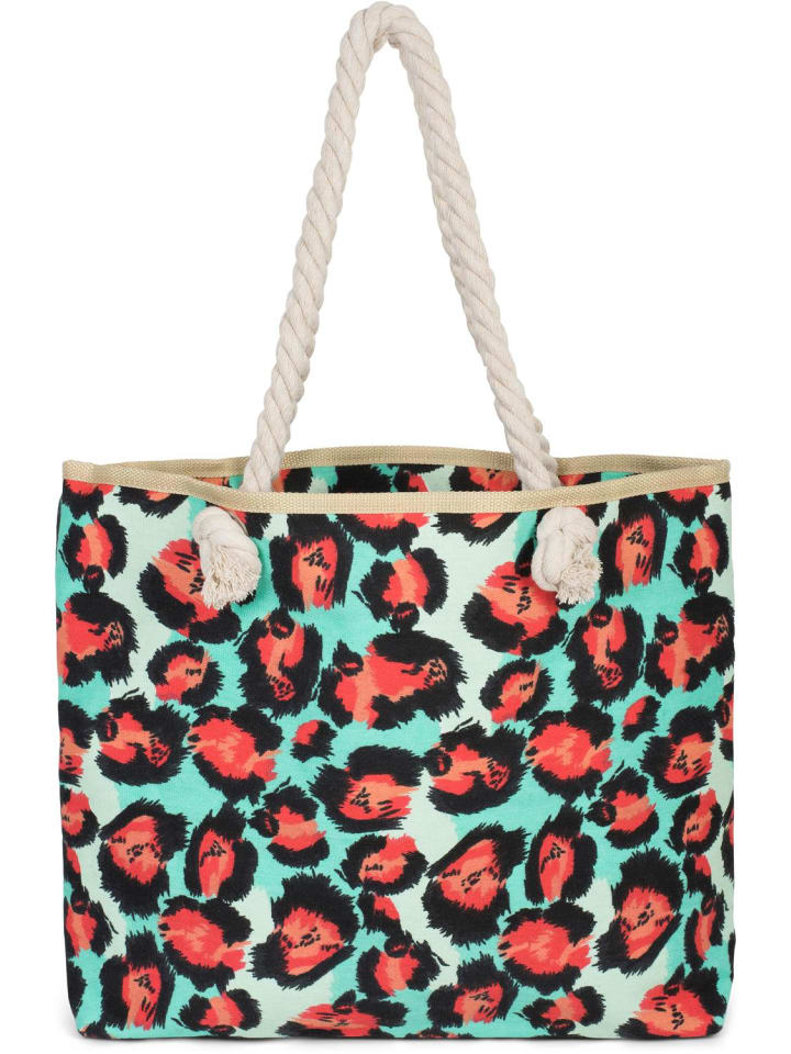 Strandtasche in Türkis-Rot