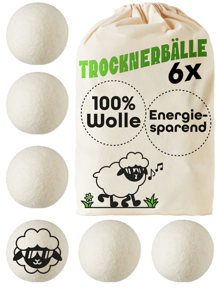 Trocknerbälle Wolle für Wäschetrockner 6er Set - Flauschige Wäsche