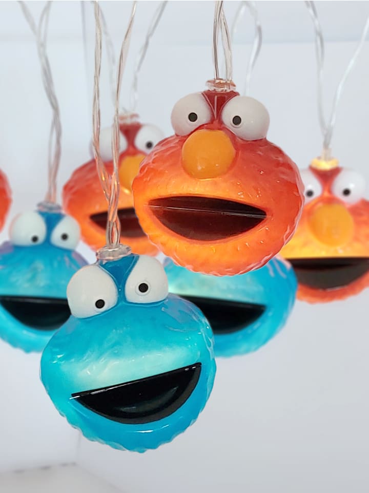 Krümelmonster & Elmo LED Lichterkette 2m 10 LEDs warmweiß batterie in blau/rot