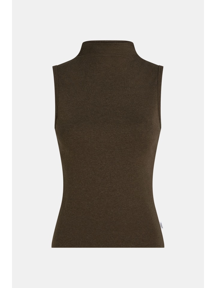 Meliertes Top aus Stretch-Jersey in Tabac Melange