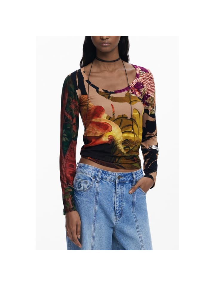 Braun Viskose Damen T-Shirt
