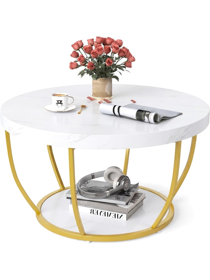 Couchtisch rund 80 x 45 cm in Weiß