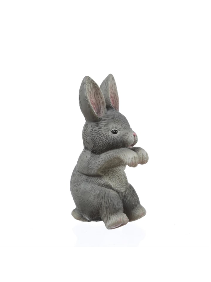 Blumentopfhänger Hase Gartenfigur als Topfhänger H: 11,5cm in grau