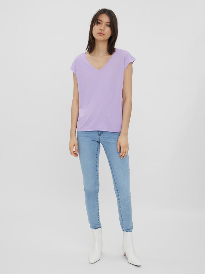 Vero Moda Basic Stretch T-Shirt V-Neck VMFILLI in Lila günstig kaufen |  limango