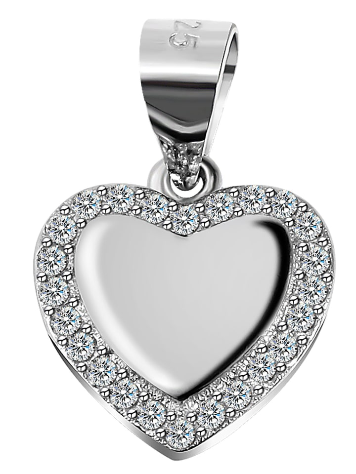 Damen Anhänger – Herz Herzanhänger aus 925 Silber mit Zirkonia in silber