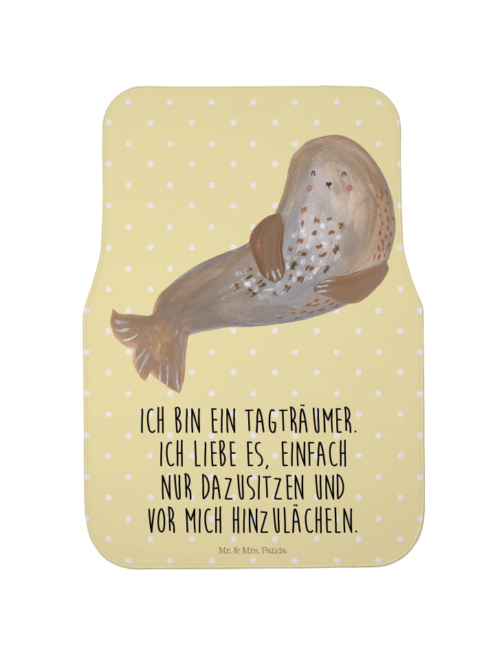 Automatte Robbe Lachen mit Spruch in Gelb Pastell