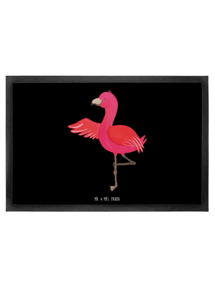 Fußmatte Flamingo Yoga ohne Spruch in Schwarz