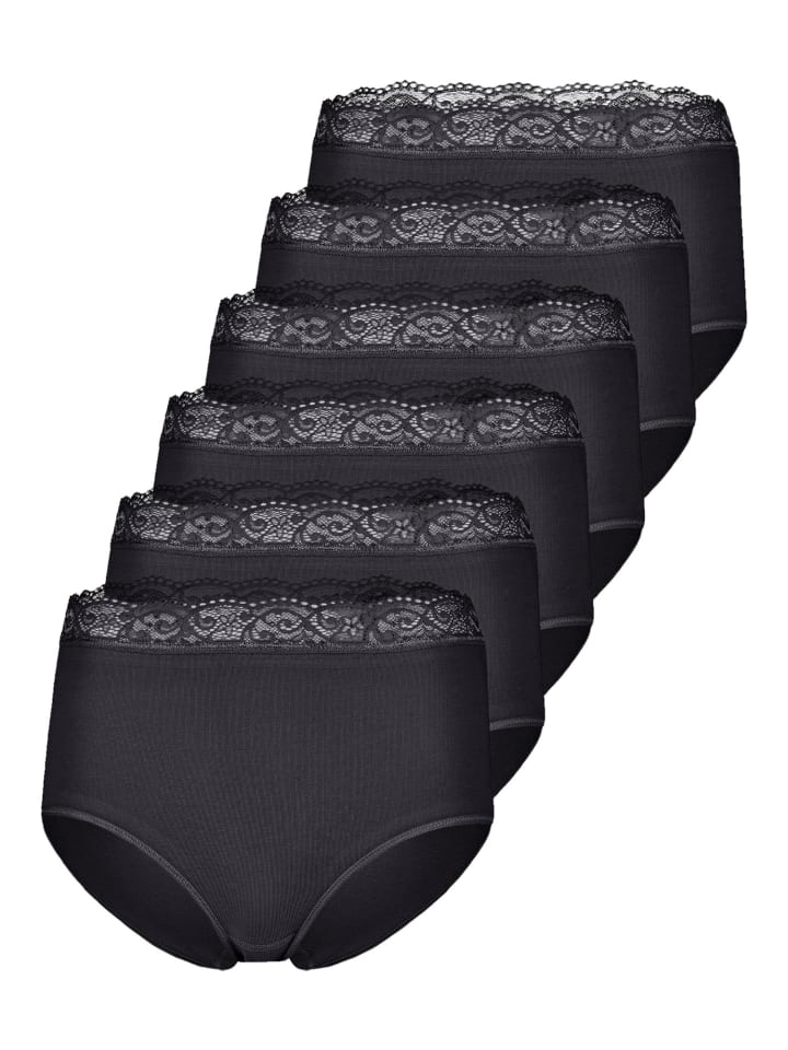 6er Pack Damen Taillenslip in schwarz