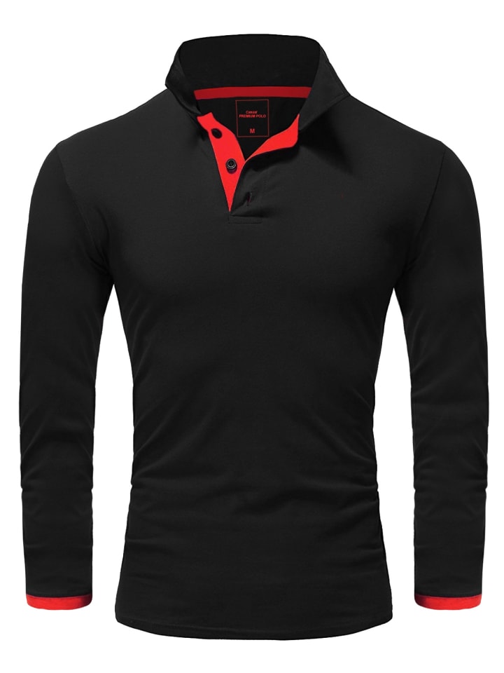 Poloshirt LEX in Schwarz/Rot
