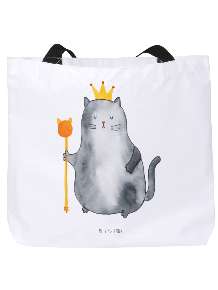 Beuteltasche Katze König ohne Spruch in Weiß