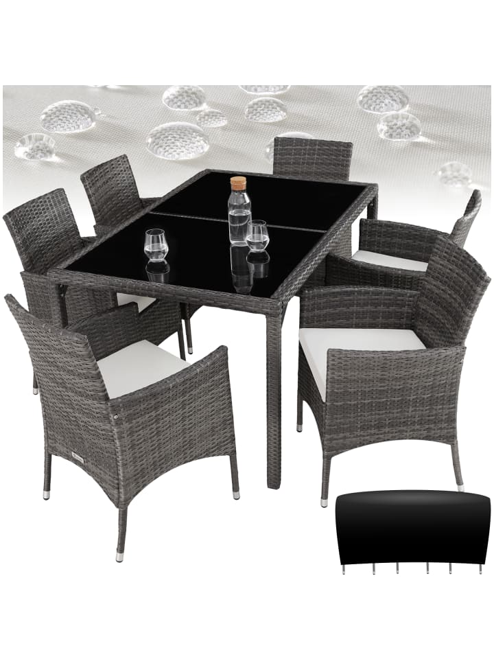 Rattan Gartenlounge für 6 Personen, inklusive Schutzhülle