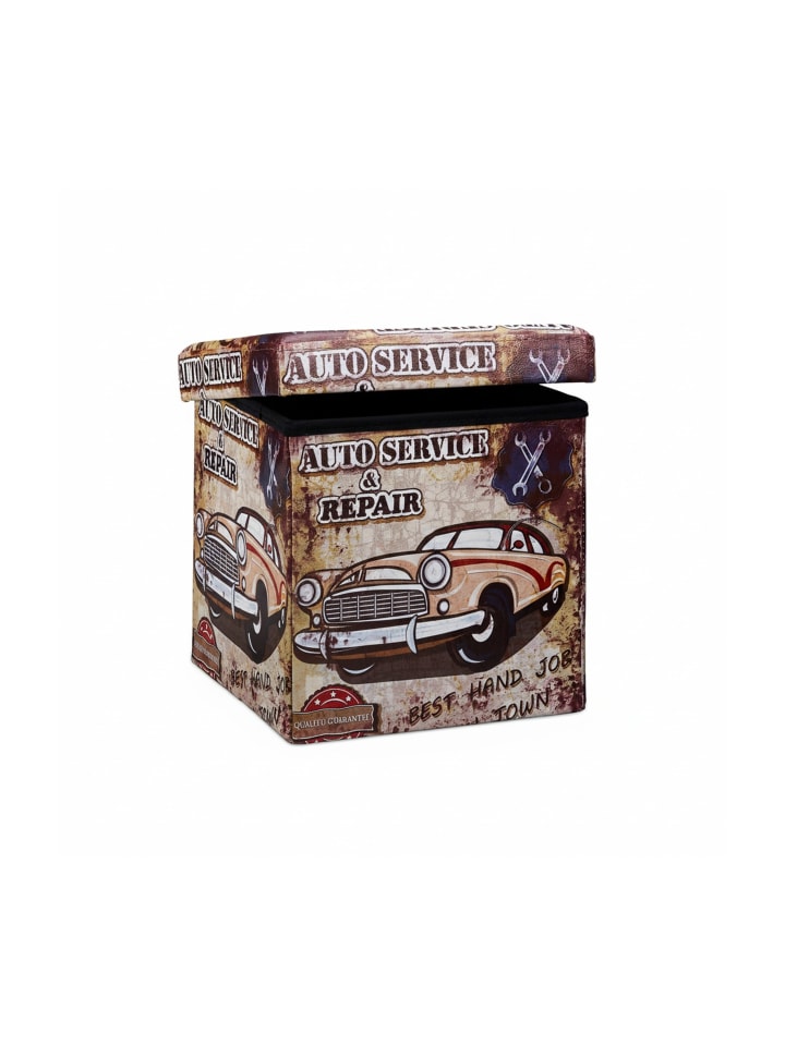 Sitzhocker Car in Braun - (B)38 x (H)38 x (T)38 cm