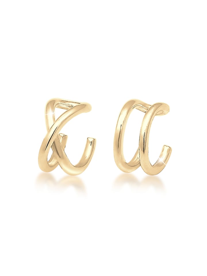 Ohrringe 925 Sterling Silber Kreuz, Geo in Gold