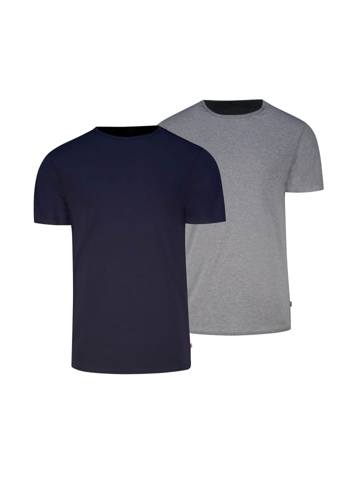 T-Shirt 2er Pack in Dunkelblau/Grau